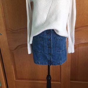 Free People Denim Skirt Button Up  w Front Pockets